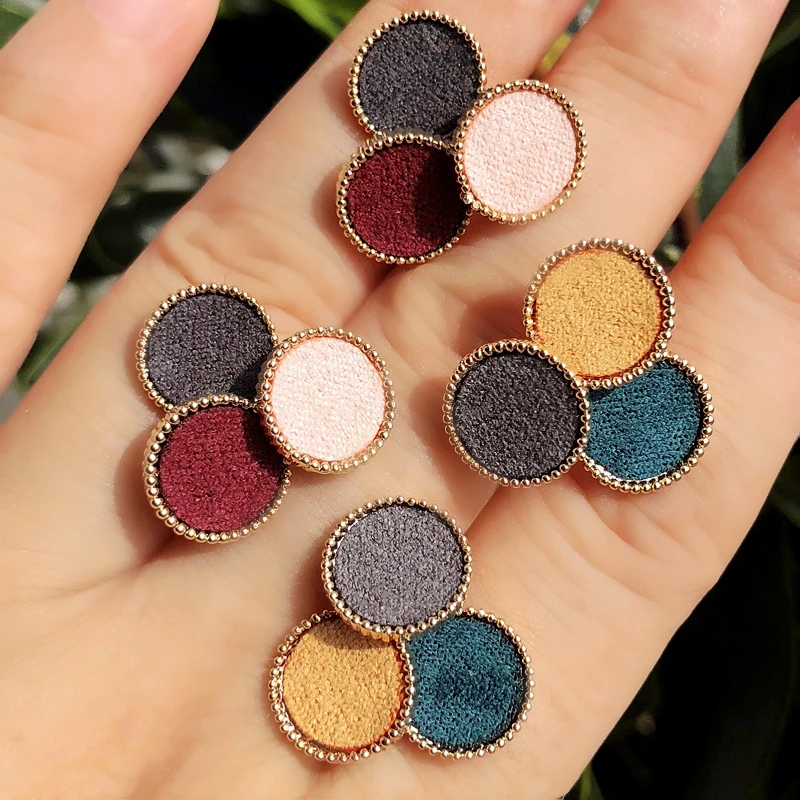 New Colorful Cloth Fabric Gold Color copper Round Stud Earrings for women gift van gogh artistically aware Party Earring Jewelry | Украшения