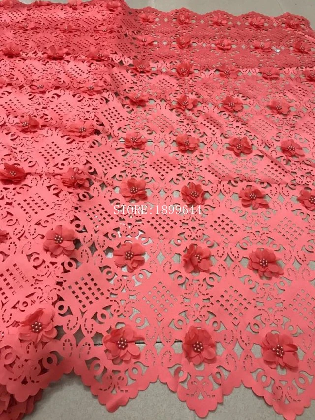 Африканские тюлевые Кружева Горячая Новинка для белого цвета лазерные 3D кружева