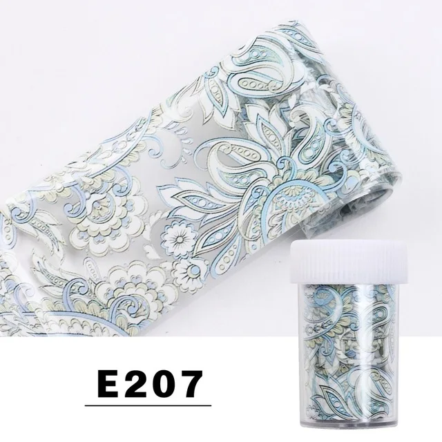 E207 1 шт 100*4 см цветочный дизайн ногтей Фольга переводные наклейки на ногти голографические розы маргаритки наклейки - Цвет: E207
