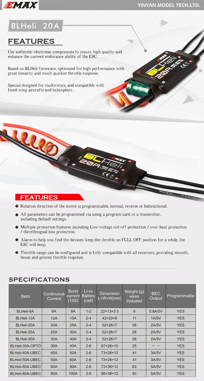 4x Emax mt2204 II 2300kv охлаждения бесщеточный Двигатель и blheli программа 20A ESC + 20 пар 2.0 мм