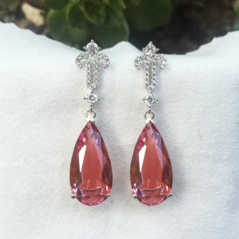 

CSJ Diaspore Zultanite Long water droplets Earrings 925 Sterling Silver Stone Color changes Fine Jewelry Women Lady Wedding gift