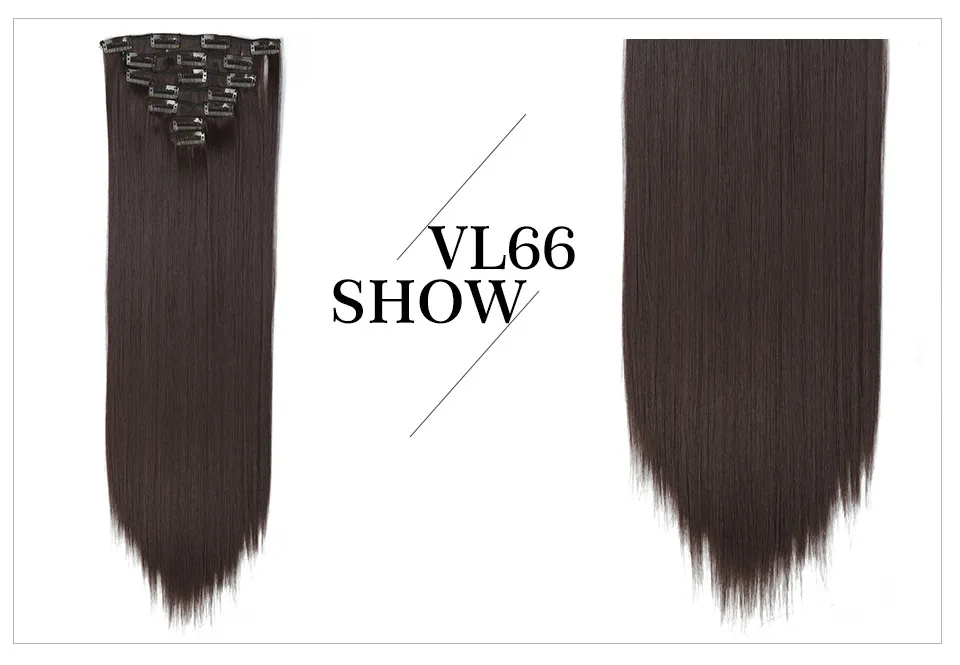 Valenwigs синтетический длинный прямой чистый цвет клип в наращивание волос 22 дюймов Термостойкое волокно 7 шт