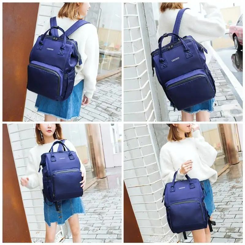 Сумка для подгузников LEQUEEN Mommy, однотонная, черная, вместительная, водонепроницаемый рюкзак для путешествий, сумки для кормящих мам, детские подгузники, сумки для ухода за ребенком