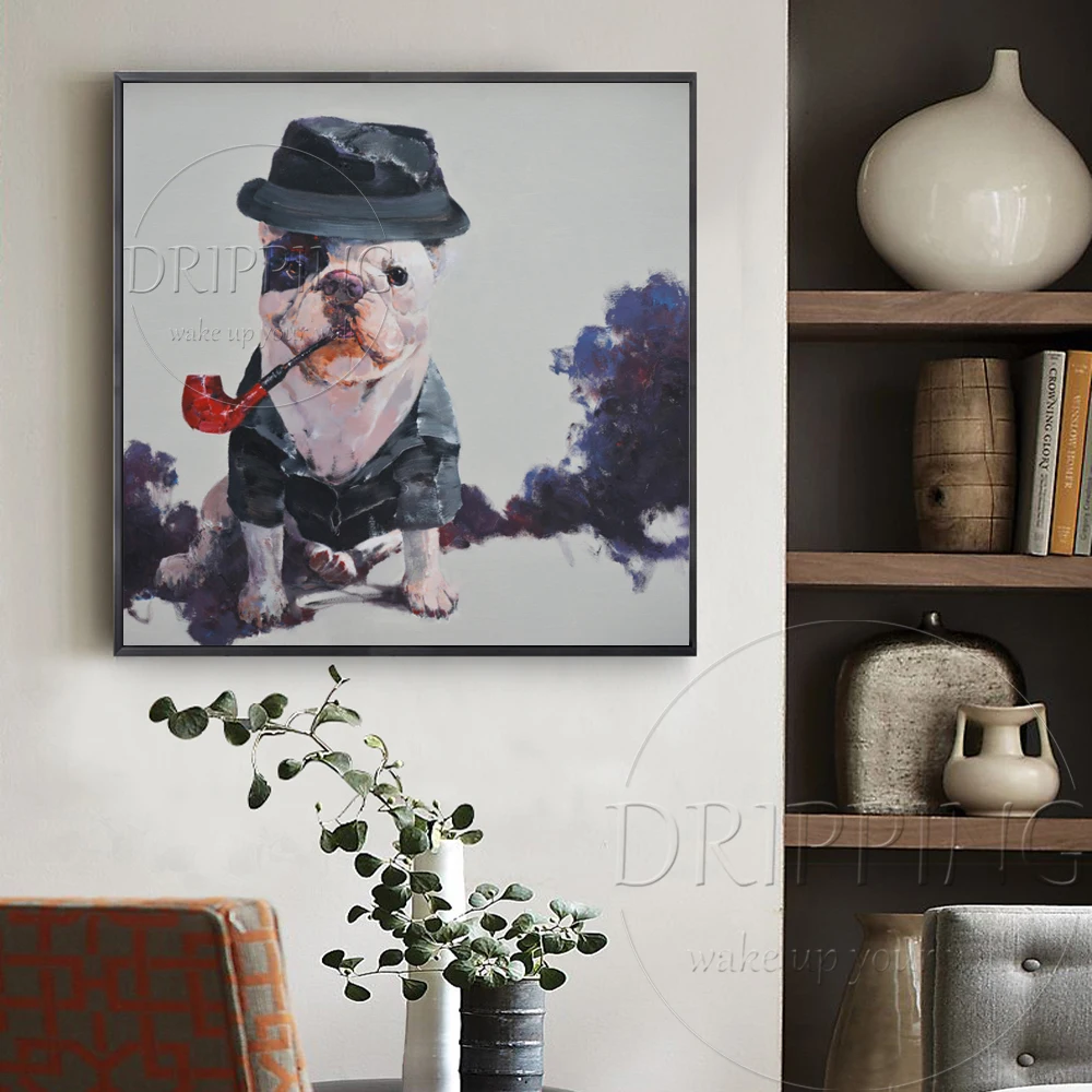 Художественная ручная роспись смешной дизайн животное Французский бульдог