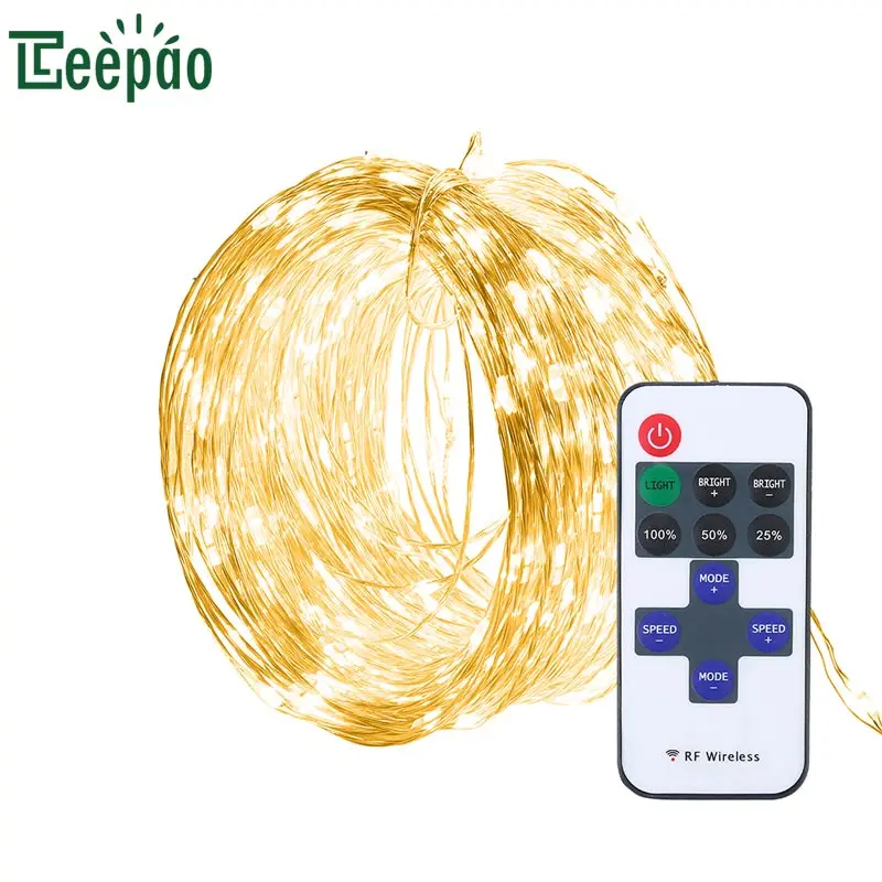 Teepao 20 м 200LED Серебряный провод струнные огни дистанционного управления микро