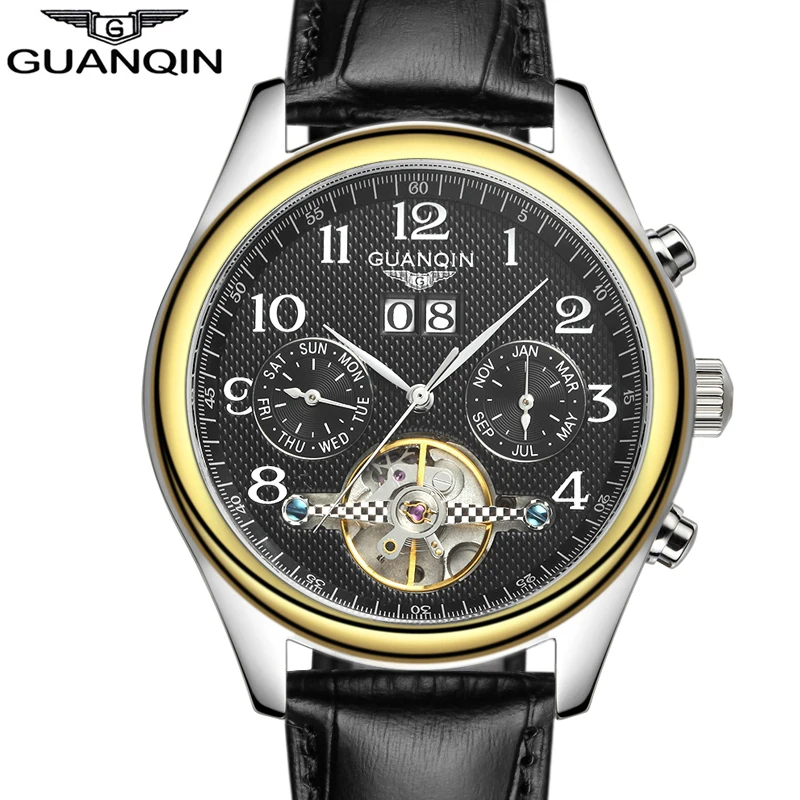 Luxury Watches men Top brand Original GUANQIN Sapphire Mechanical Waterproof Auto mechanical Watches fashion men wristwatch enlarge