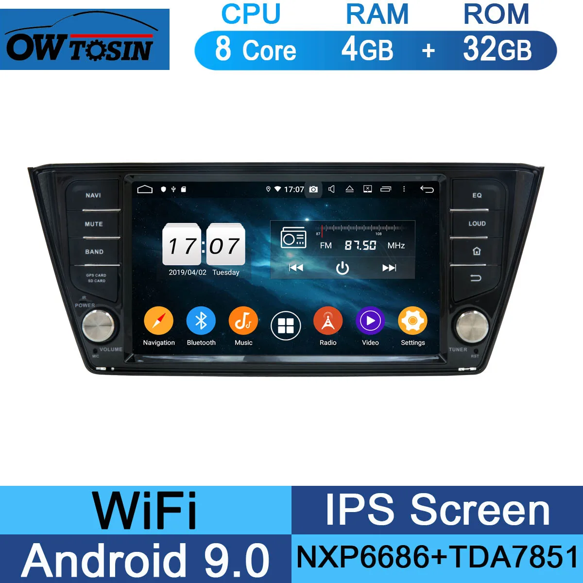 32G 1920*1080 " ips Восьмиядерный 4 Гб+ 64 ГБ Android 9,0 автомобильный dvd-плеер для Skoda Fabia Радио Стерео gps CarPlay Parrot BT - Цвет: 32G