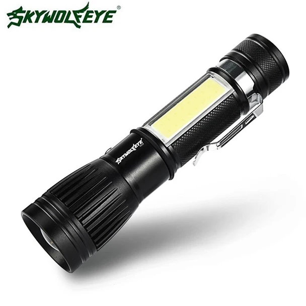 Наружный масштабируемый фонарик XM L T6 + COB Светодиодный фонарь лампа USB зарядка