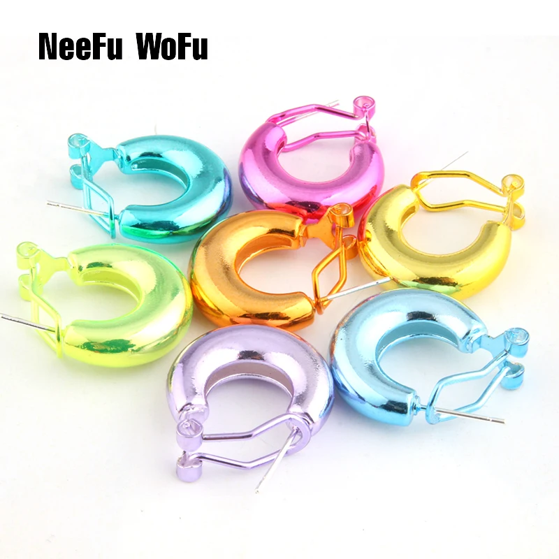 

NeeFu WoFu Y2K Drop Bright Color Earrings Copper Earring Rings Colorful Earring For Woman Large Long Brinco Ear Oorbellen Gift