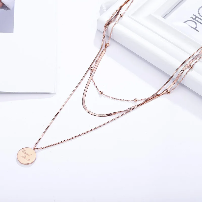Ожерелье LuxJuly из титановой стали розовое золото подарок на день рождения |