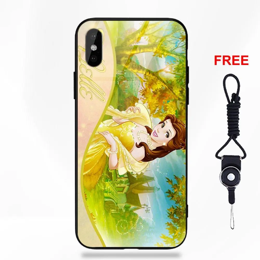 For Apple iPhone 5 5C 5S SE 6 6S 7 8 Plus X XS Max XR Silicone TPU Frame Tempered Glass Shell Tattoo Princess Belle Mug Shot | Мобильные