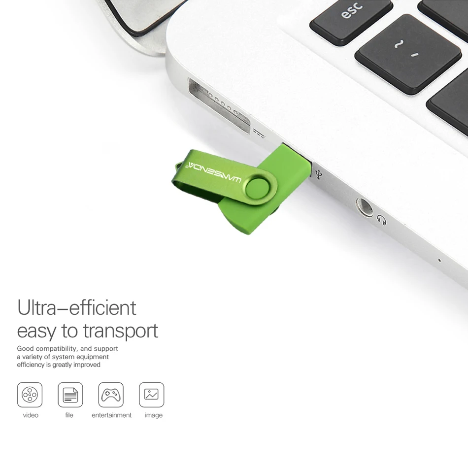 WANSENDA вращающийся USB флеш накопитель металлический 8 ГБ 16 32 64 128 256 высокоскоростной