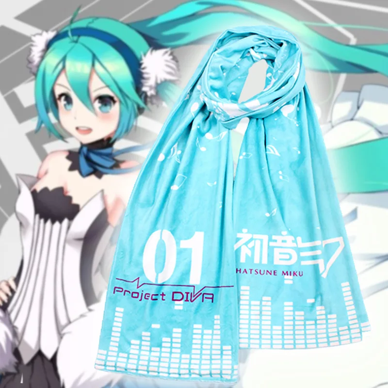Miku Аниме тематический шарф FGO Sword Art Online Наруто мой герой Академия один кусок Шарф бархатный теплый шарф Косплей костюмы подарок - Цвет: Miku