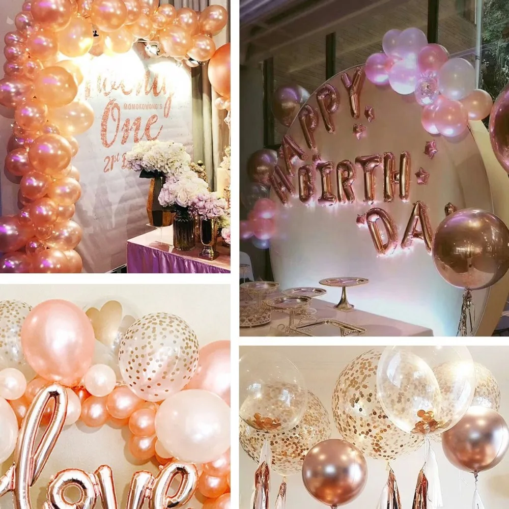 Круглые розовые золотые фольги шар с бумагой DIY конфетти металлик праздновать