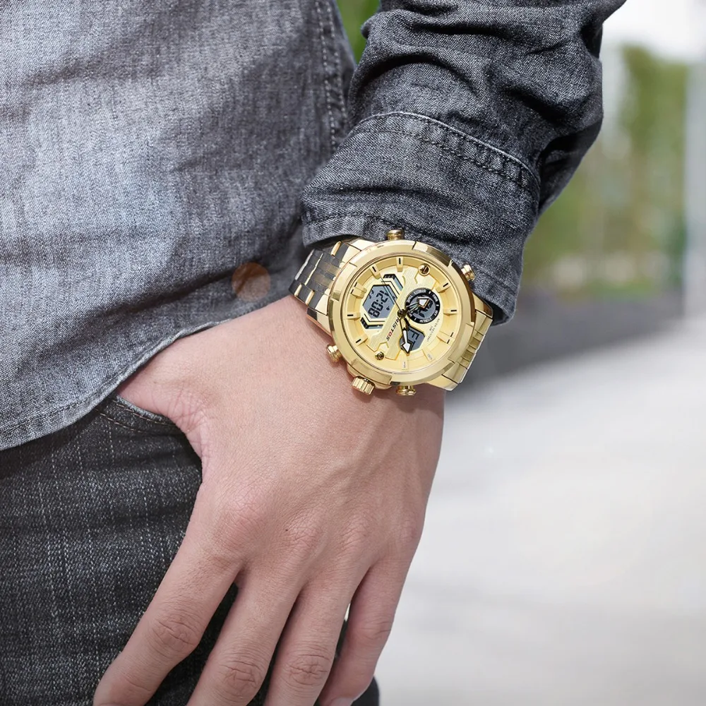 Мужские Цифровые Аналоговые наручные часы RISTOS модные мужские