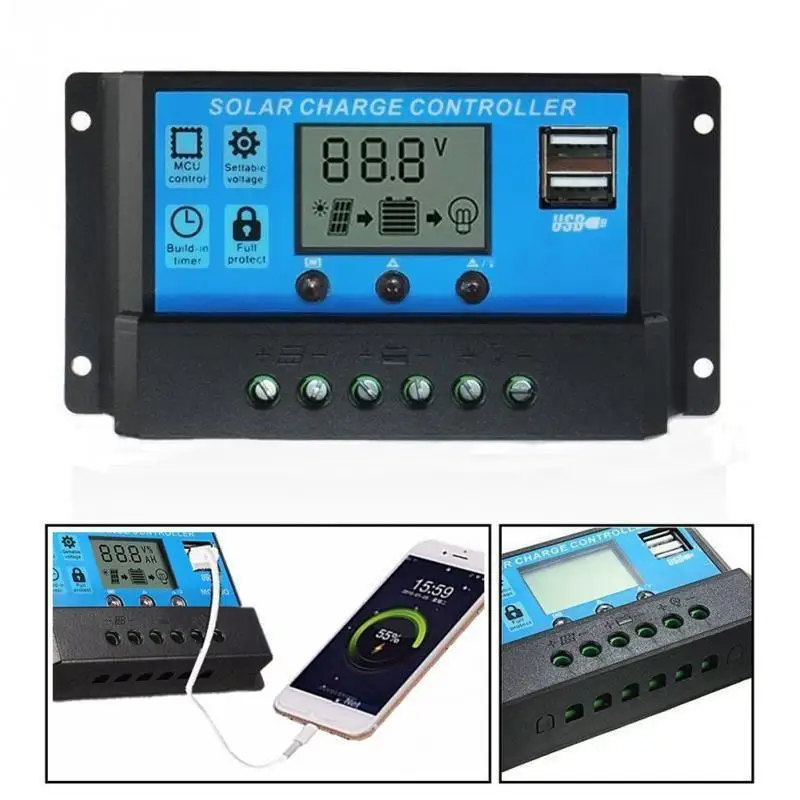 30A 12V / 24V ЖК-дисплей автоматический регулировать PWM регулятором солнечного