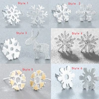 chandler korean snowflake stud earrings for women anti allergy flower post piercing minimalist jewelry christmas dropship