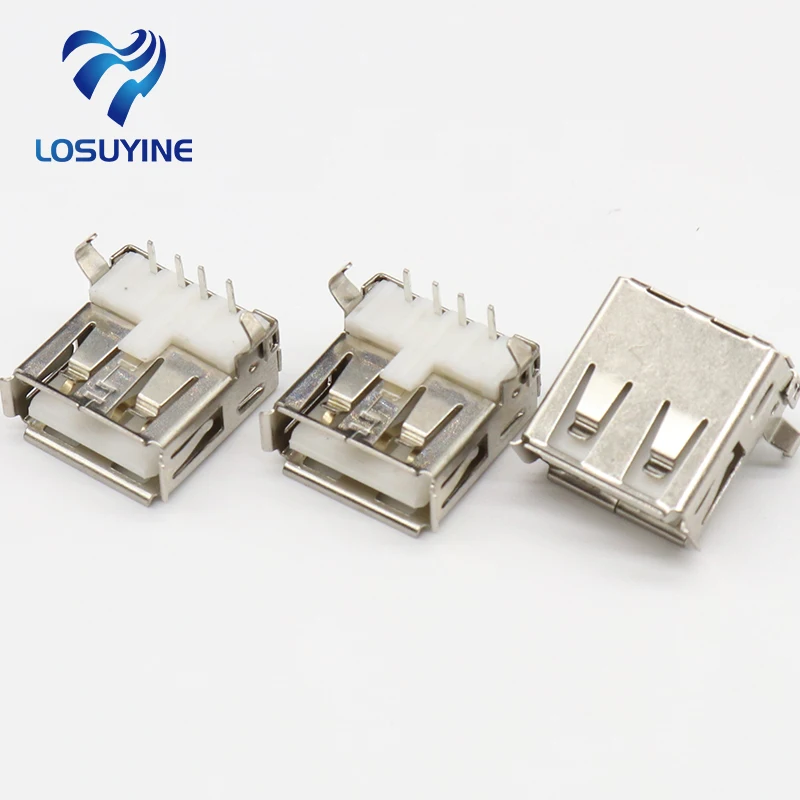 10pcs/lot USB 2.0 4Pin A Type Female Socket Connector G54 2 feet 90 degree Data Transmission Charging