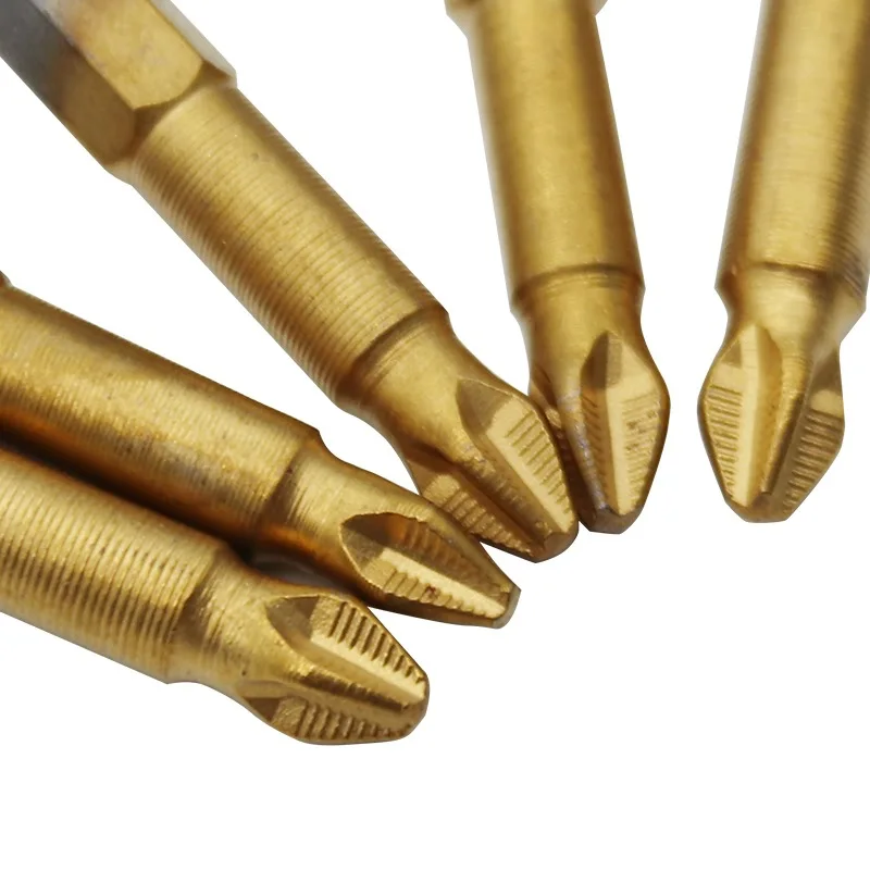 

5Pcs Titanium Coated 1/4" Hex Shank PH2 50mm Anti Slip Electric Screwdriver Bits