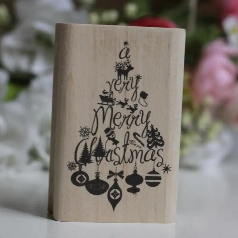 Колокольчик для елки сделай сам резиновый Деревянный Штамп carimbo открытка или