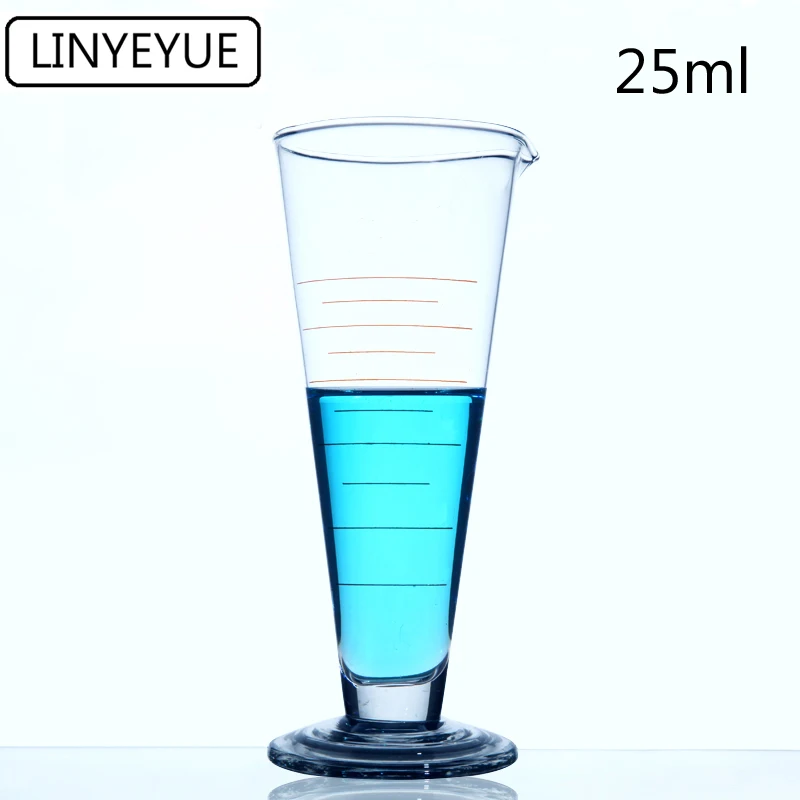 

LINYEYUE 25mL Graduate Conical Glass Measuring Cup Measuring Glass Triangle Beaker Laboratory Cylinder Chemistry Equipment