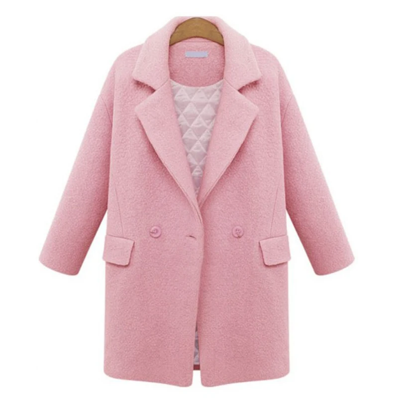 Pink ZADORIN, зимнее женское длинное пальто,, одноцветное, с отворотом, длинный рукав, элегантное, розовое, шерстяное пальто, зимнее, толстое, теплое, повседневное, для офиса, для работы, пальто - Цвет: Pink