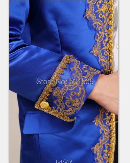 Бесплатная доставка Костюм Принца Вильям синий цвет вышивка Женский костюм