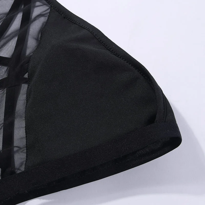 Hollow out Pentagram Halter Tank Tops Dark Fashion Padded Hanging Neck Mesh Perspective Women's Summer Backless Sexy Vest | Женская