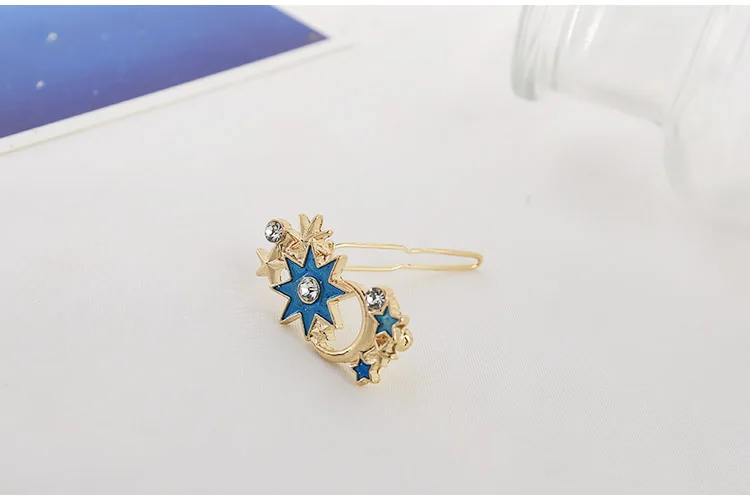 Новые горячие модные золотые звезды блестящие стразы Boho Moon изысканные эффектные синие заколки для волос парики женские ювелирные изделия