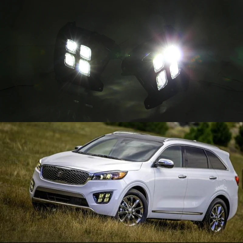 Автомобильный мигающий 1 пара для KIA Sorento 2015 2016 2017 светодиодный DRL противотуманный