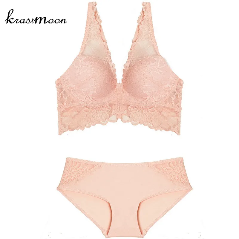 

2018 New Arrival Girls Underwear Set Push-up Thin Cotton 3/4 Cup Lace Bra And Panty Set Women Lingerie Delicate Bra set BS87