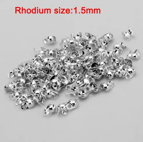 rhodium DC 200 шт./лот 1,5/2,4/3,2 мм сплав железа Конец Crimps бисер шариковая цепь коннекторов для Для женщин браслет Цепочки и ожерелья кулон ювелирные изделия - Цвет: rhodium