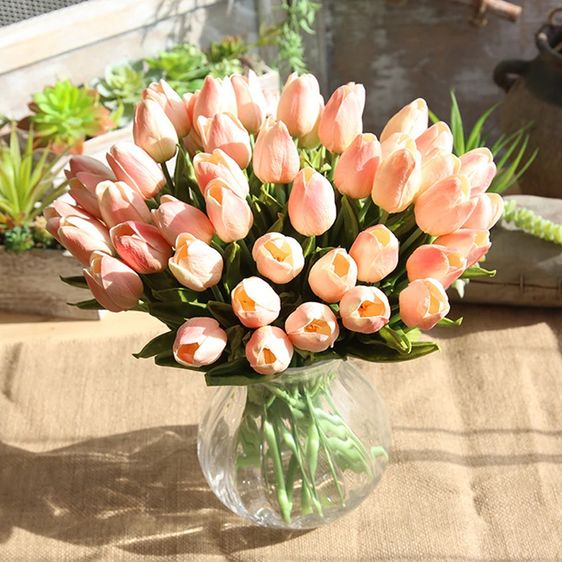 Искусственный тюльпан из ПУ кожи 6 шт./лот букет настоящие на ощупь Свадебные