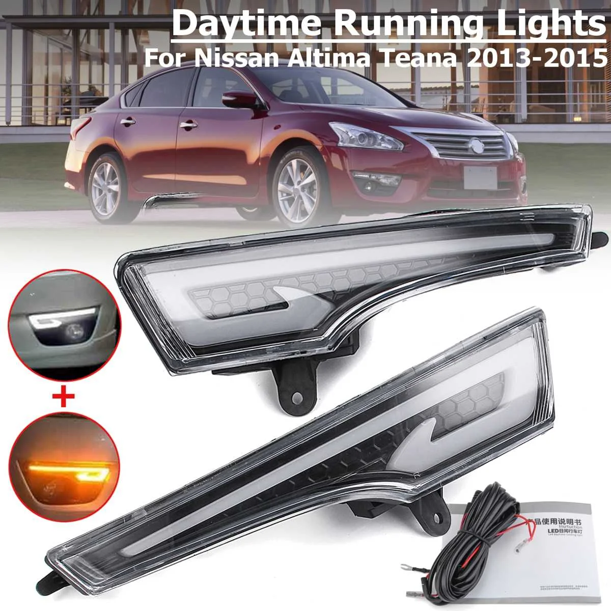 1 пара светодиодный DRL дневные ходовые огни противотуманный светильник для Nissan Altima Teana 2013 светильник переднего бампера аксессуары