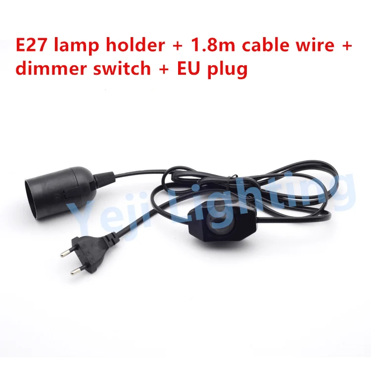 Регулятор яркости с европейской вилкой провод E27 патрон лампы e26 черные