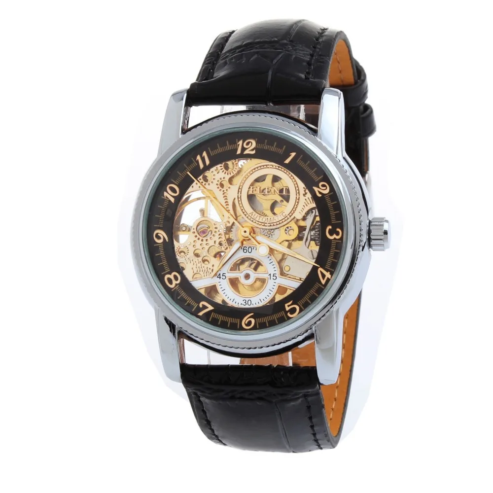Часы FLENT мужские автоматические с автоподзаводом наручные часы золотые и