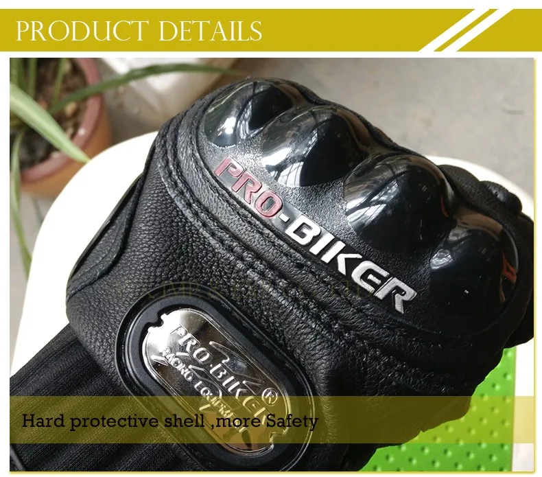 Натуральные Кожаные Мотоциклетные Перчатки Лето Половина finger PRO-BIKER из настоящей овечьей шерсти кожаные мотокроссе защитные перчатки Экипировка