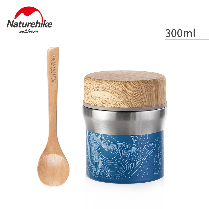 Blue 300ML Naturehike открытый тепловой Ланч-бокс Посуда Вакуумная чашка для воды 300 мл 400 мл бутылка из нержавеющей стали Портативный для пикника с ложкой - Цвет: Blue 300ML