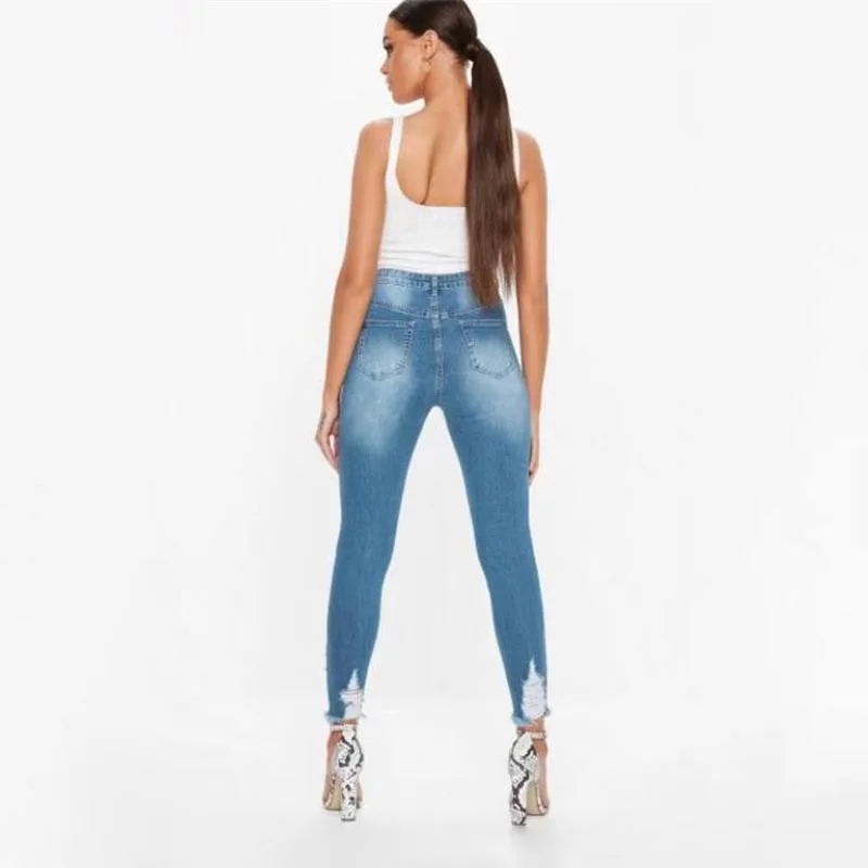 2019 хит продаж джинсовые женские брюки со средней посадкой облегающие Лосины