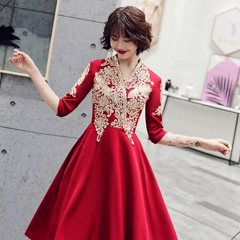 Свадебное платье для гостей с вышивкой элегантное выпускного бала Пышное Платье