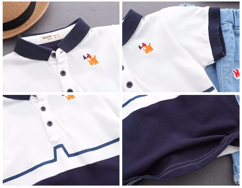 Футболка с короткими рукавами для мальчиков хлопковая поло в стиле пэчворк