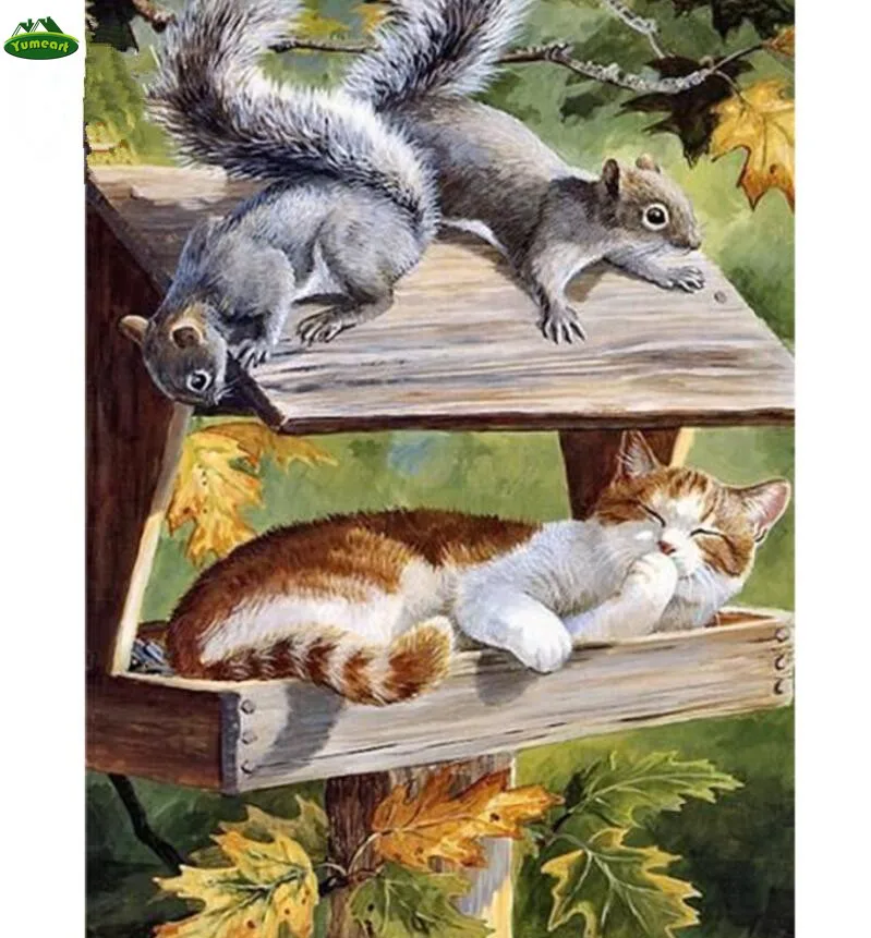 5D DIY алмазная живопись животное белка рукоделие Алмазная мозаика вышивка кошка