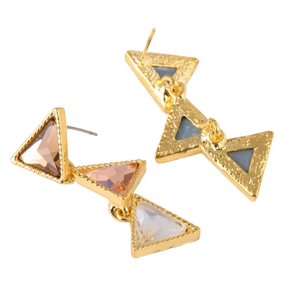 2019 Female Accessories Earring Triangle Double Rhinestone Bling Fashion Big Earrings Crystal | Украшения и аксессуары