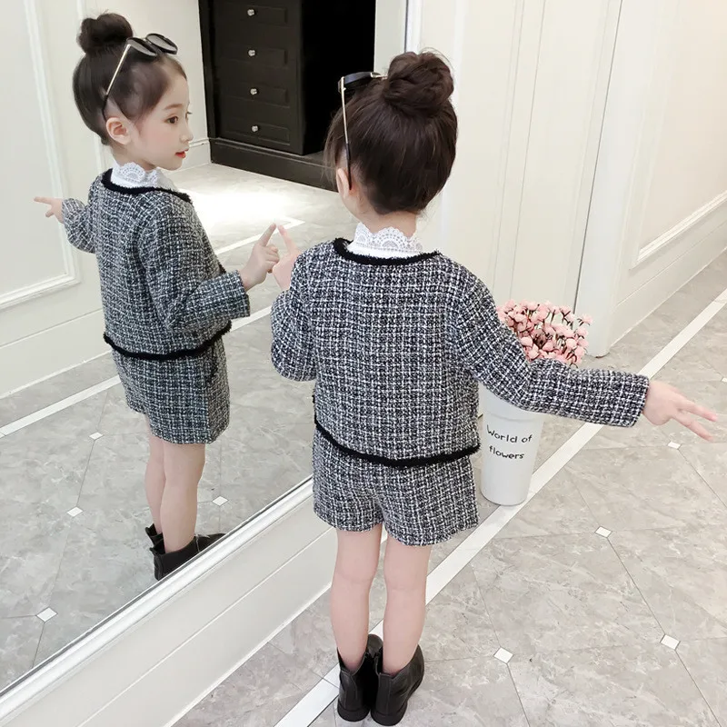 Детский комплект одежды LILIGIRL клетчатая куртка и шорты из 2 предметов для
