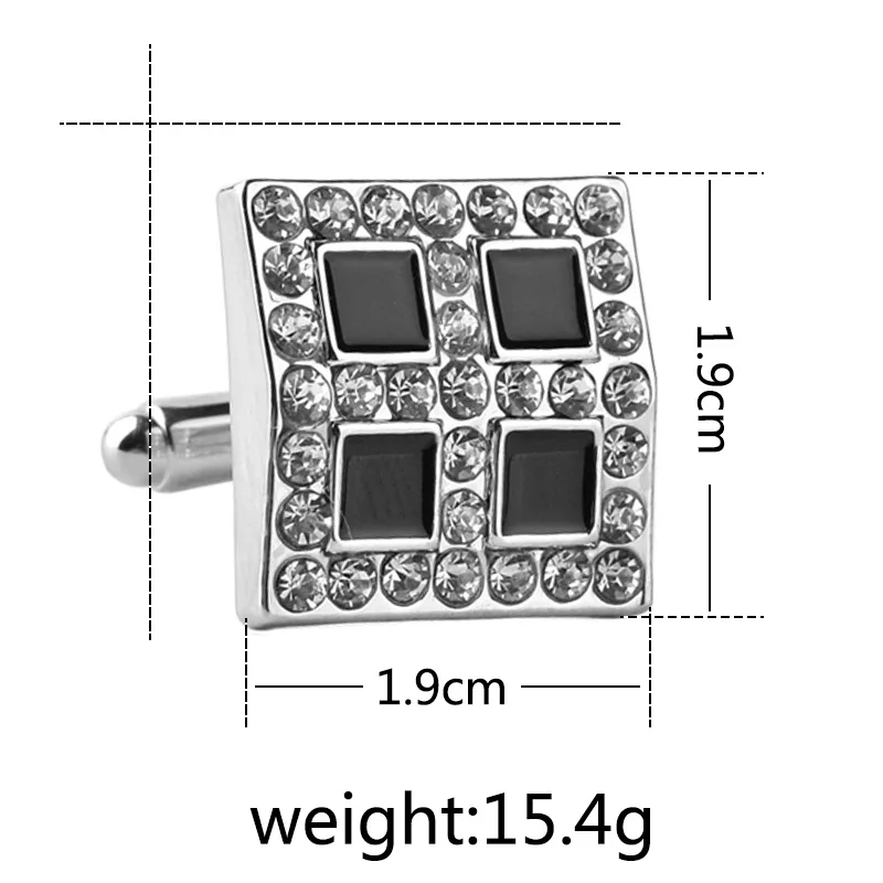 Высококачественные роскошные деловые Квадратные запонки Стразы для мужчин