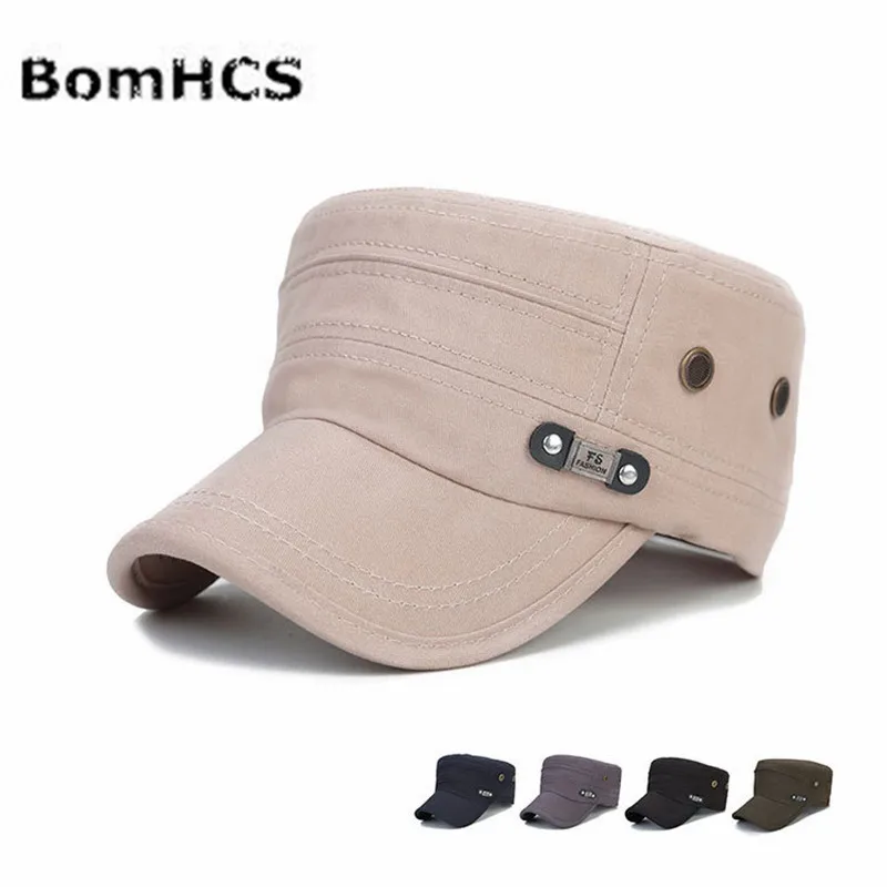 

BomHCS Cotton Men's Army Cap Baseball Cap Breathable Adjustable Sun Hat Flat Cap F1736MZ5