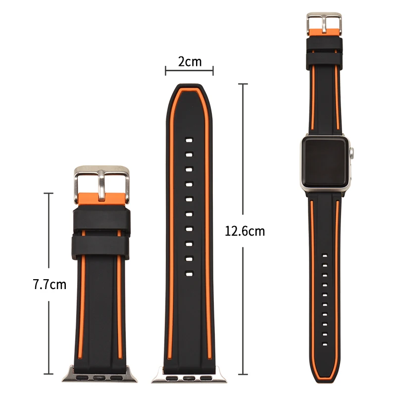 Ремешок BEAFIRY для Apple Watch Band 38 мм 42 44/40 мягкий силиконовый резиновый сменный