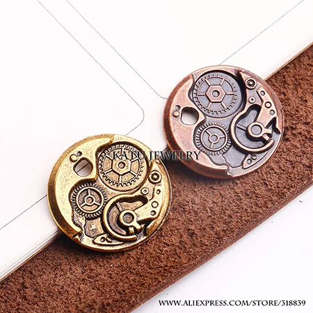 Retro Copper Gold Стимпанк часы шестерни подвески для самостоятельного изготовления ювелирных изделий амулеты модные часы ручной работы Подвески 20 шт 24 мм C7368 - Окраска металла: Retro Copper Gold