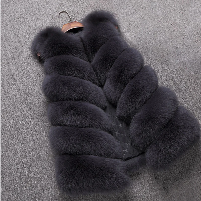 Fashion Faux Fur Vest Coat Women Casual Street Wear Fox Fur Jacket Waistcoat Chic Plus Size 3xl Sleeveless Teddy Coat Feamle