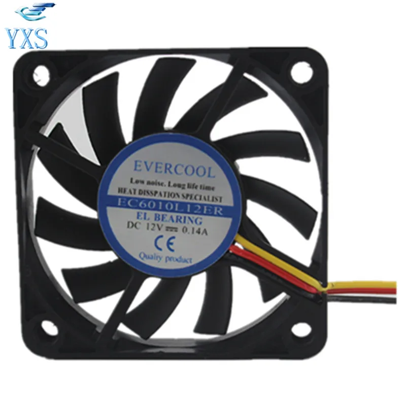 EC6010L12ER DC 12V 0.14A 6010 6 см 60*60*10 мм 3 провода Компьютер бесшумный вентилятор охлаждения |